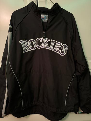 2 in 1  Colorado Rockies authentic pullover 1/4 zip with zip off sleeves XL, Black and Grey
