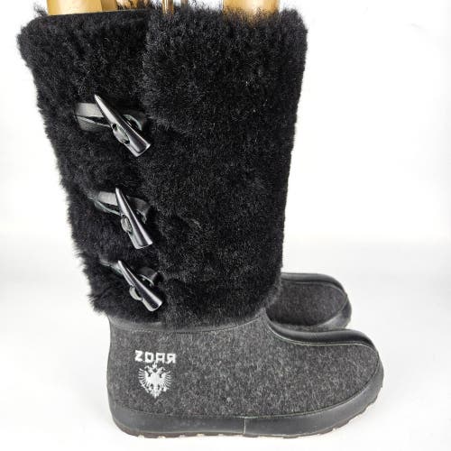 ZDAR Aliona Winter Boots Wool Shearling Black Toggle Closure Women Size 40 US 10