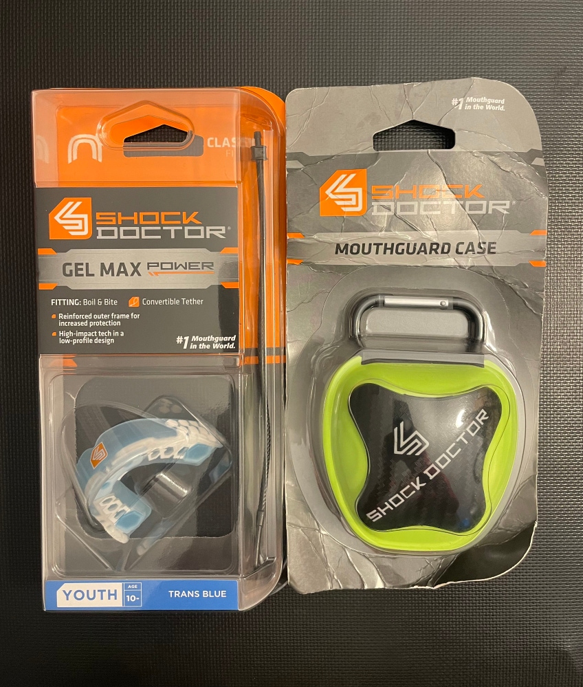 New Shock Doctor Mouthguard Gel Max for Youth & New Mouthguard Case