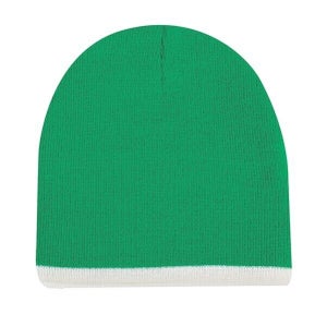 KC Caps Unisex Tipped 1730 OSFM Green White Knit Beanie Stocking Cap New