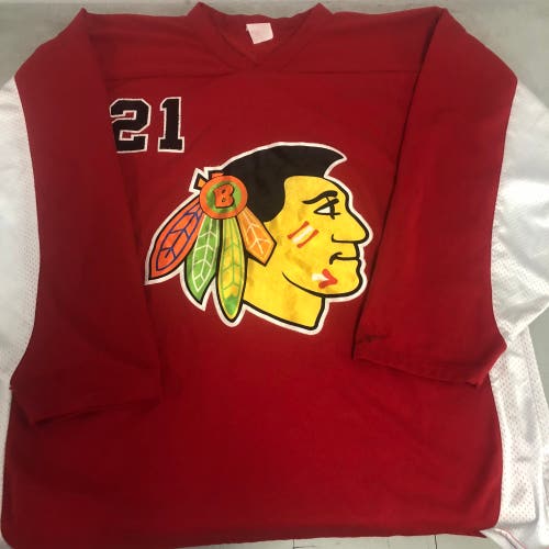 Blackhawk Red w/white large game jersey #21