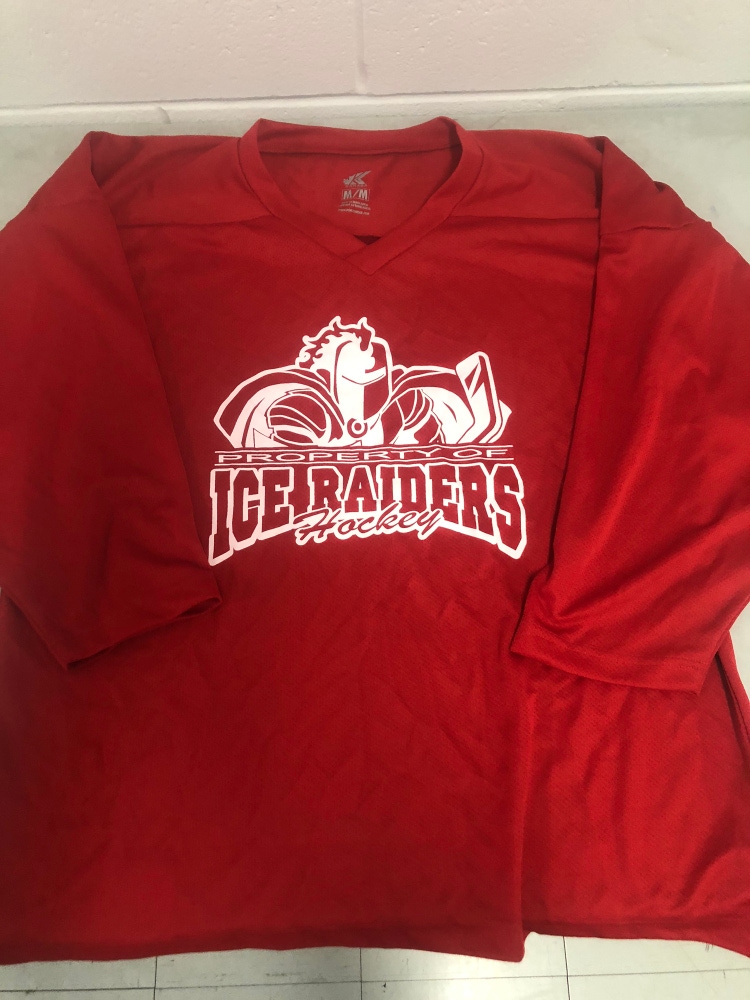NEW Ice Raiders mens medium red practice jersey