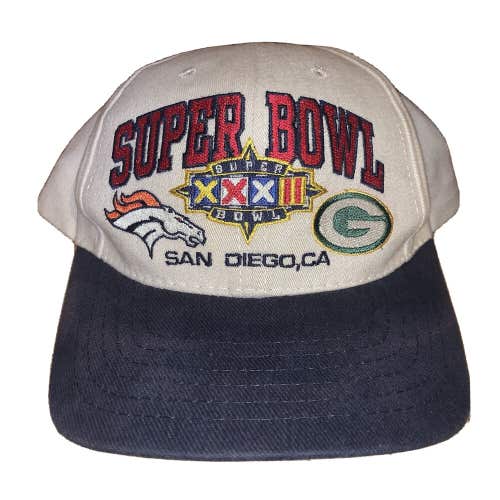 Vintage Denver Broncos Green Bay Packers Super Bowl XXXII Snapback Hat Cap