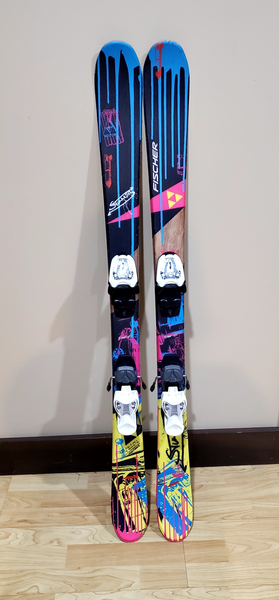Used Kid's Fischer 121 cm Park Stunner Skis With Bindings 4.5
