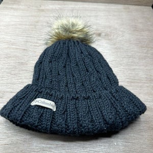 Columbia Unisex Knit Fleece Lined Beanie Pom Stocking Cap Hat Black