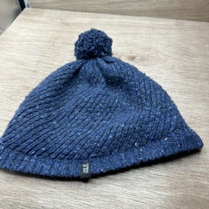 Jack Wolfskin Unisex Knit Beanie Hat Skull Cap PawPrint Blue PomPom