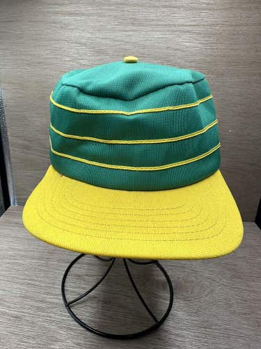 Vintage Pinstripe Snapback Pillbox Hat Cap Green Yellow No Logo Dorfman Pacific