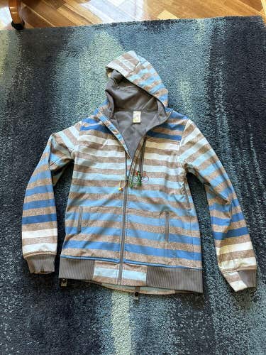 Burton Women’s Size Small Striped Dry Ride Zip up Hoodie Jacket With Pockets
