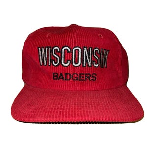 Vintage Wisconsin Badgers Script Spellout Arch Corduroy Hat RARE