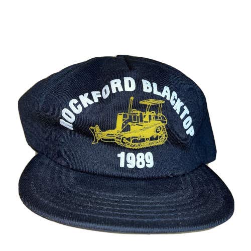 Vintage Rockford Blacktop 1989 Snapback Hat Cap Heavy Equipment Operator Backhoe