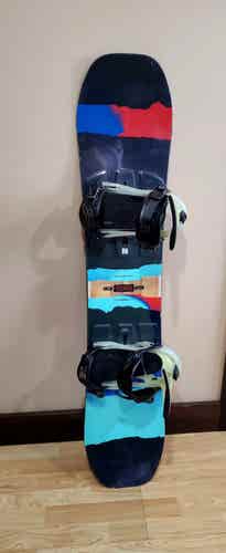 Used Kid's Burton Process Snowboard Freestyle With Bindings Soft Flex True Twin