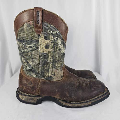 Rocky Waterproof Long Range Camo Western Brown Leather Boots Mens Size 11 Wide