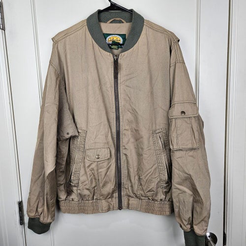 Cabelas Men's Size: L Brown Canvas Bomber Outdoor Hunting Work Jacket Coat