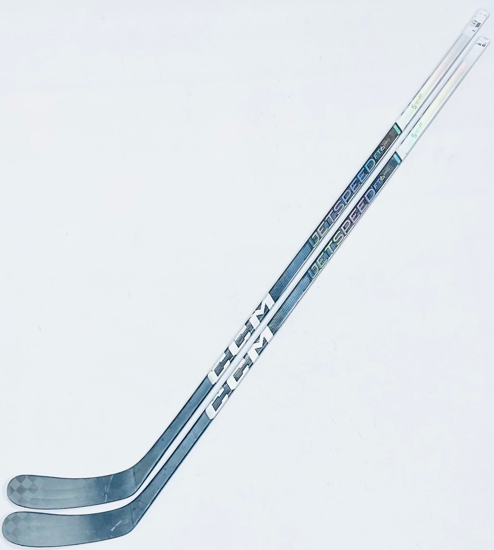 2 Pack Custom Silver CCM Jetspeed FT6 Pro Hockey Stick-RH-95 Flex-P28-Grip W/ Bubble Texture