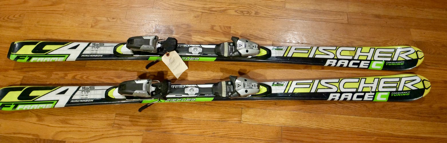 Used Men's Fischer 165 cm Racing RC4 FT Skis With FS10 Bindings Max Din 10
