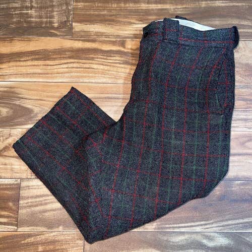 Vintage Johnson Woolen Mills Wool Adirondack Thick Hunting Pants Plaid Sz 32x24
