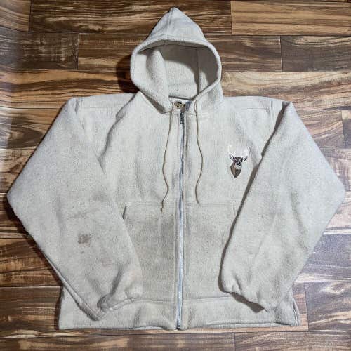 Vintage Mens Earth Ragz Whitetail Deer Hoodie Full Zip Sweatshirt Size Large L