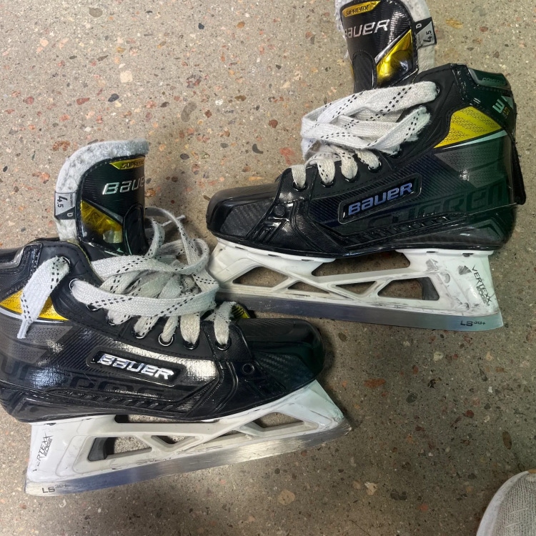 Junior Used Bauer Supreme 3S pro Hockey Goalie Skates D&R (Regular) 4.5