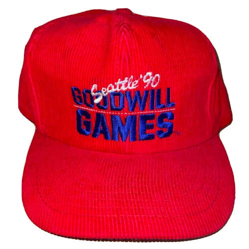Vintage 1990 Goodwill Games Seattle Corduroy Snapback Hat Cap RARE 90s