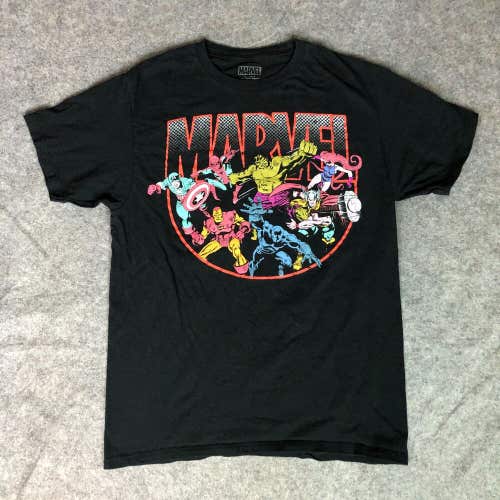 Marvel Mens Shirt Medium Black Comic Movie Short Sleeve Tee Graphic Avengers Top
