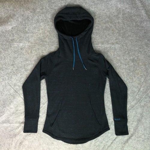 Marmot Womens Hoodie Medium Black Blue Sweatshirt Sweater Outdoor Casual Gym Top
