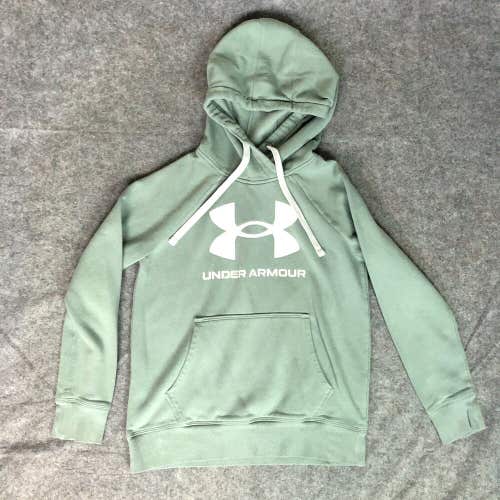 Under Armour Womens Hoodie Extra Small Green White Sweatshirt Sweater Loose Top