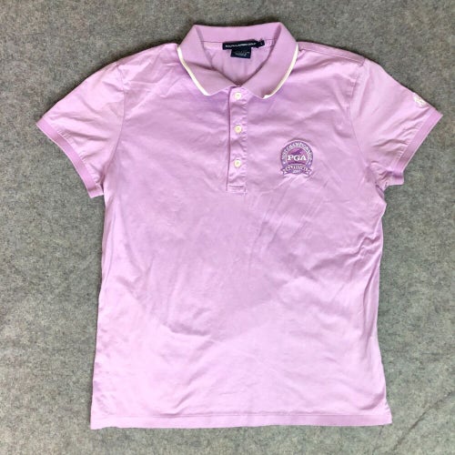 Ralph Lauren Golf Womens Shirt Large Polo Pink White Pony Pima PGA Championship
