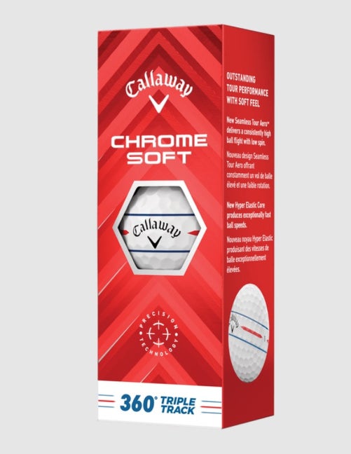 Callaway Chrome Soft Triple Track 360 Golf Balls (White, 3pk) 1 Sleeve 2024 NEW