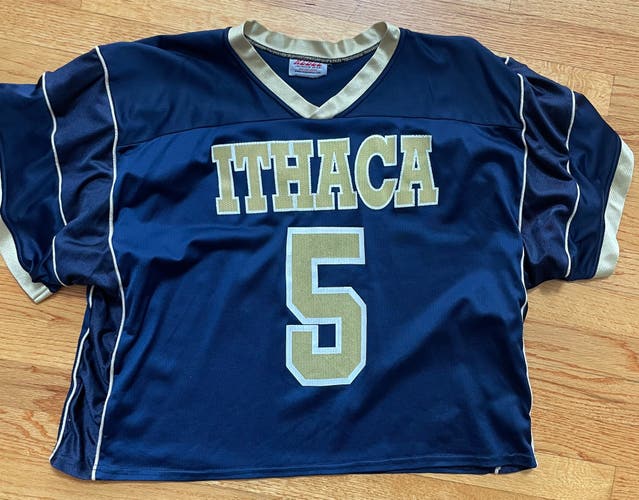 Ithaca Men’s Lacrosse XL Navy Blue and Gold Jersey #5