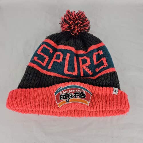 47 Brand San Antonio Spurs Black Blue Neon Red Beanie Hat Pom Cap