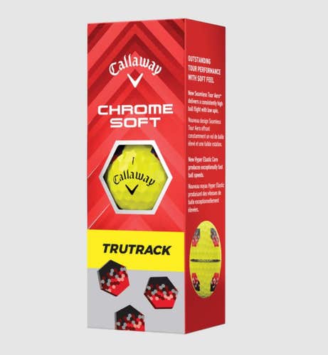 Callaway Chrome Soft Tru Track Golf Balls (Yellow/Black/Red, 3pk) 1 Sleeve 2024