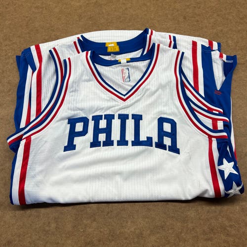 Philadelphia 76ers 2015-2017 White Home Blank Authentic On-Court Player Jerseys