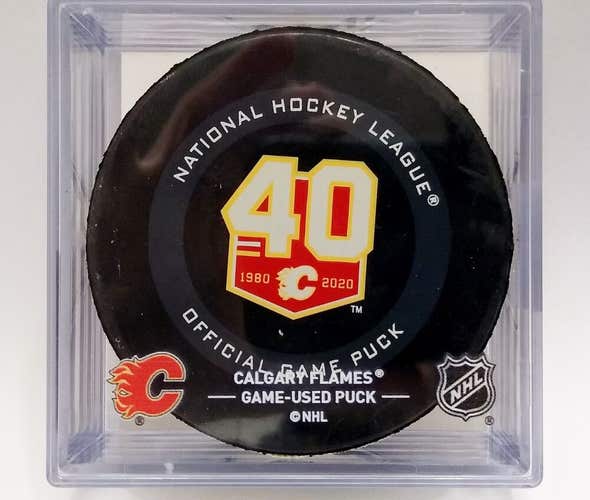 11-5-19 CHRISTIAN DVORAK Coyotes vs Calgary Flames 40th NHL Game Used GOAL PUCK