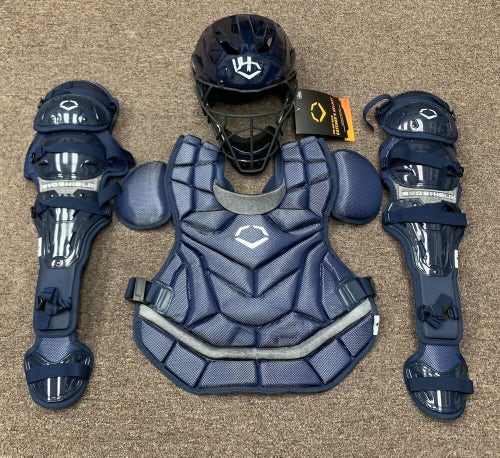 Evoshield Pro-SRZ Adult 16+ Baseball Catchers Gear Set - Navy Blue