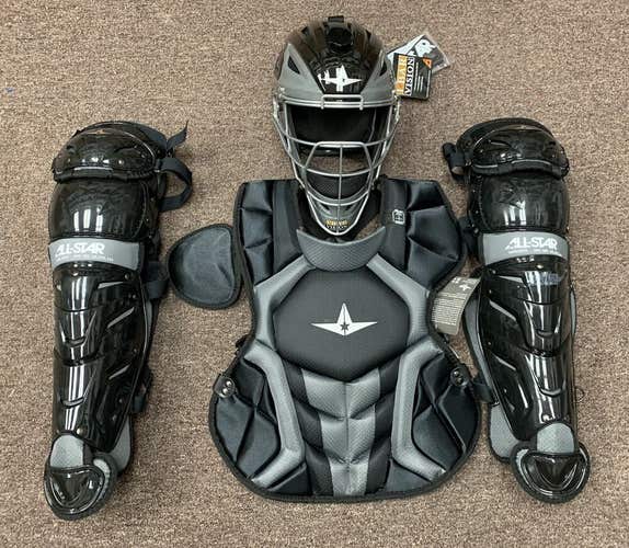 All Star System 7 Axis Youth 10-12 Catchers Gear Set - Black Grey