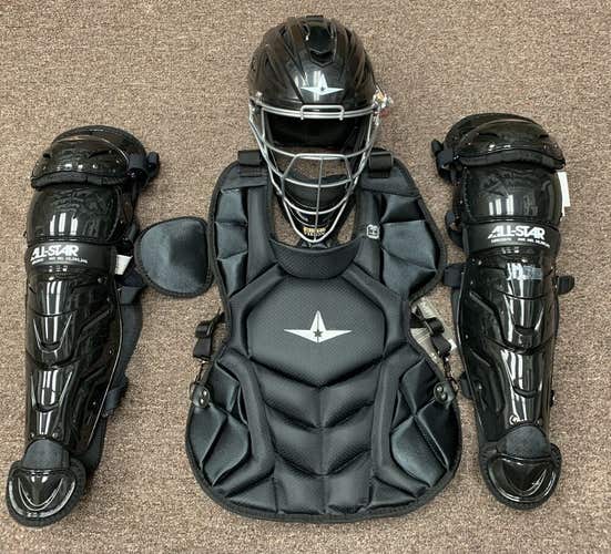 All Star System 7 Axis Youth 10-12 Catchers Gear Set - Solid Black