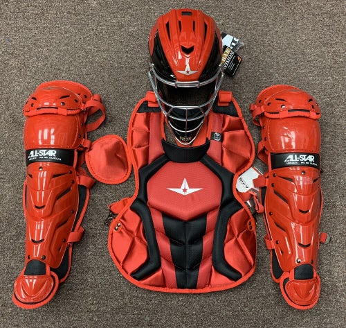 All Star System 7 Axis Youth 10-12 Catchers Gear Set - Red Black