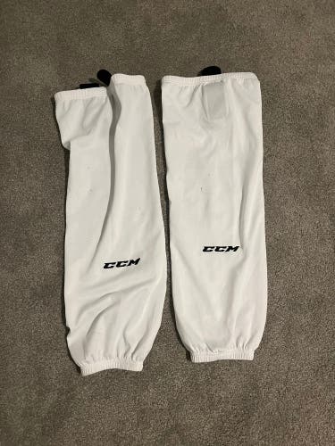White Used Large CCM SX8000 Socks