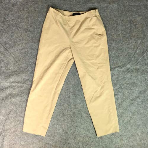 Piazza Sempione Womens Pants Eur 46 Beige Khaki Tapered Side Zip Italy Audrey