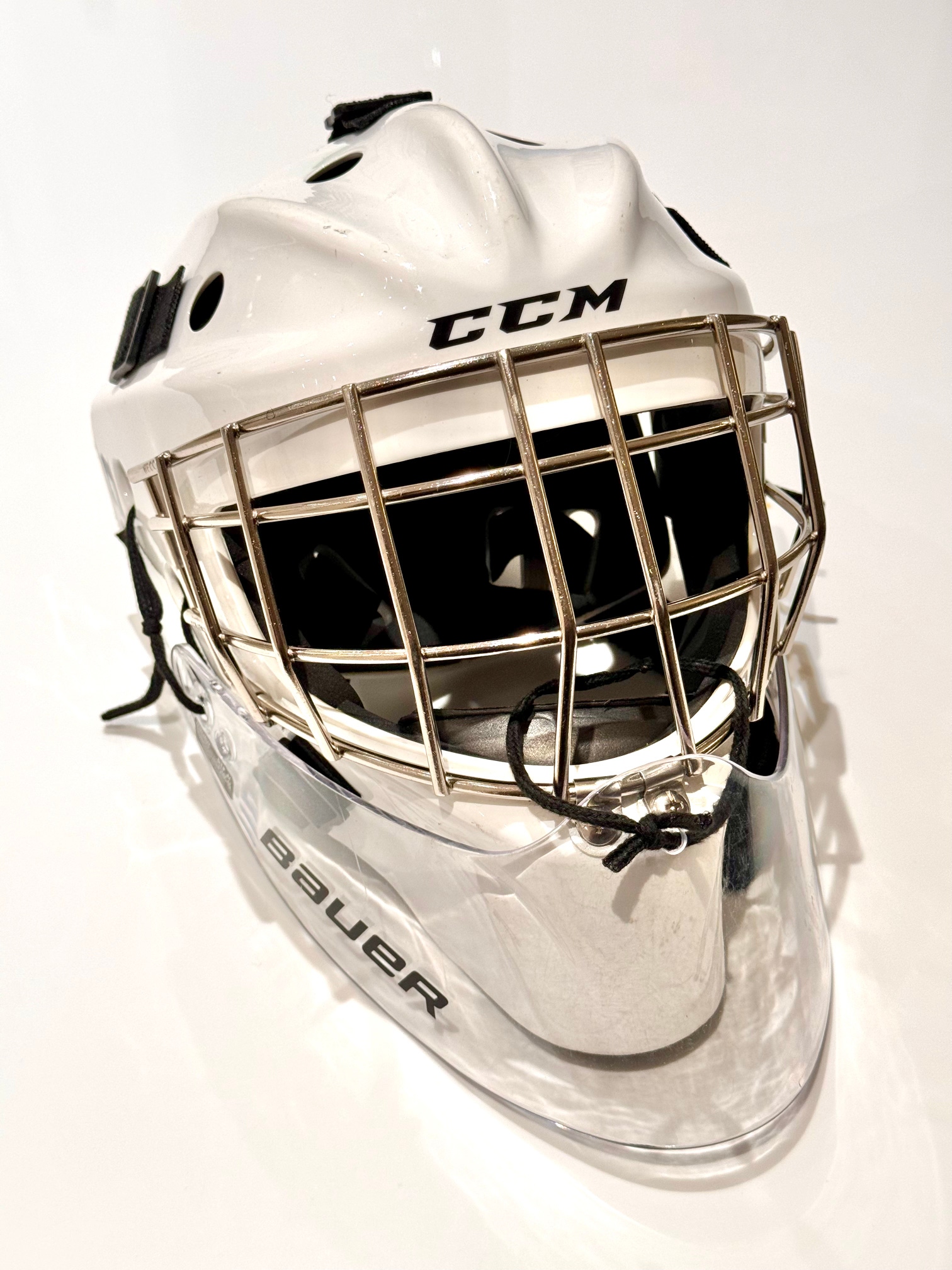 Youth Used CCM GFL 1.5 Goalie Mask and Bauer GTP (Goalie Throat Protector)