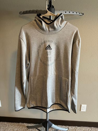 Adidas Hooded Sweatshirt, Gray, Size Large
