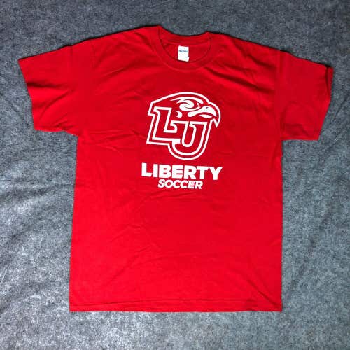 Liberty Flames Mens Shirt Large Red White Short Sleeve Tee Top NCAA Soccer 144