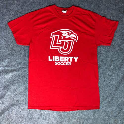 Liberty Flames Mens Shirt Medium Red White Short Sleeve Tee Top NCAA Soccer 83