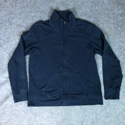 LL Bean Womens Jacket Large Navy Sweatshirt Full Zip Outdoor Soft Pockets Top