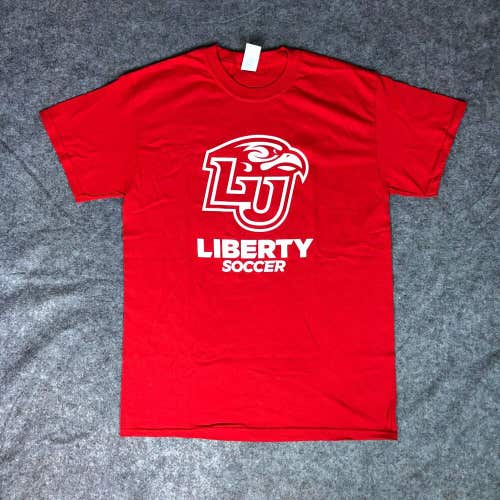 Liberty Flames Mens Shirt Medium Red White Short Sleeve Tee Top NCAA Soccer 81