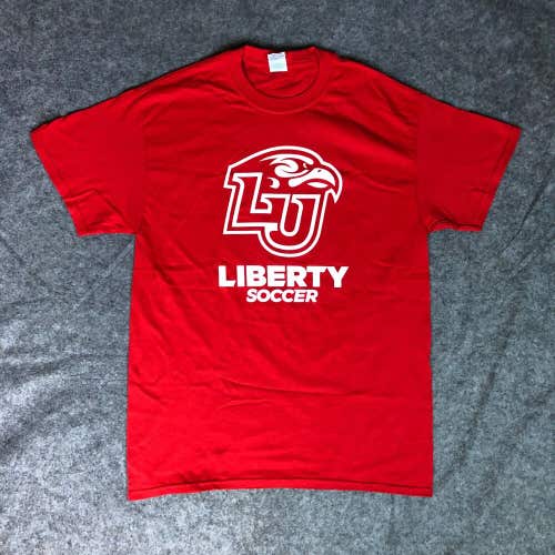 Liberty Flames Mens Shirt Medium Red White Short Sleeve Tee Top NCAA Soccer 77