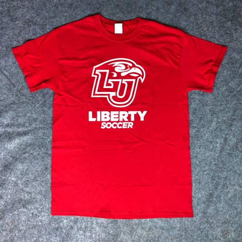 Liberty Flames Mens Shirt Medium Red White Short Sleeve Tee Top NCAA Soccer 85