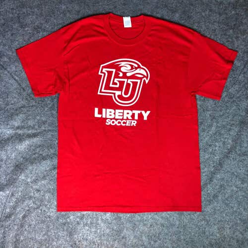 Liberty Flames Mens Shirt Large Red White Short Sleeve Tee Top NCAA Soccer 141