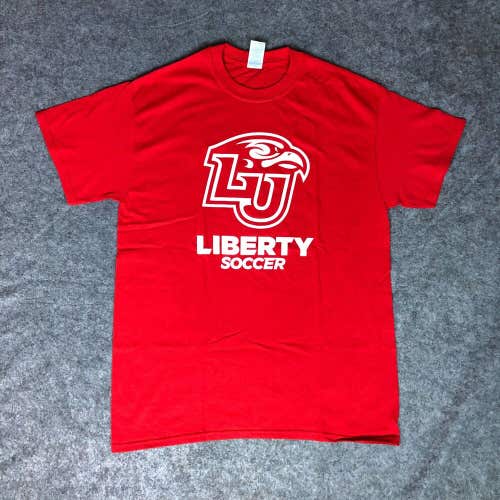 Liberty Flames Mens Shirt Medium Red White Short Sleeve Tee Top NCAA Soccer 88