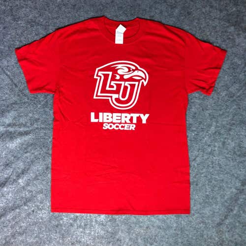 Liberty Flames Mens Shirt Medium Red White Short Sleeve Tee Top NCAA Soccer 98